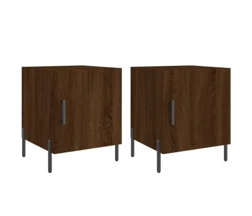 Naktinės Spintelės, 2Vnt., Rudos Ąžuolo, 40X40X50cm Mediena