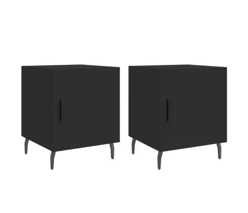 Naktinės Spintelės, 2Vnt., Juodos, 40X40X50cm Apdirbta Mediena