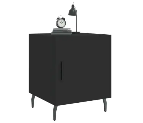 Naktinės Spintelės, 2Vnt., Juodos, 40X40X50cm Apdirbta Mediena