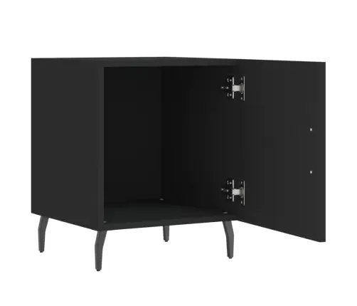 Naktinės Spintelės, 2Vnt., Juodos, 40X40X50cm Apdirbta Mediena