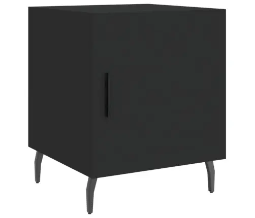 Naktinės Spintelės, 2Vnt., Juodos, 40X40X50cm Apdirbta Mediena