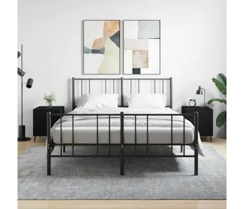 Naktinės Spintelės, 2Vnt., Juodos, 40X40X50cm Apdirbta Mediena