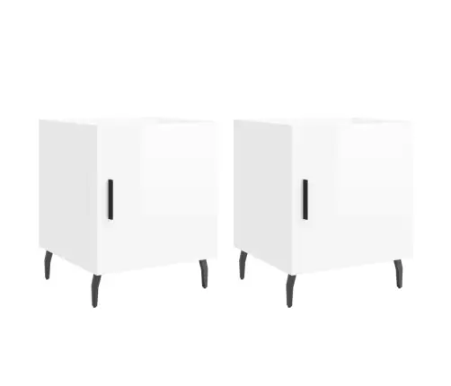Öökapid 2 Tk, Kõrgläikega Valge, 40 X 40 X 50 cm Tehispuit