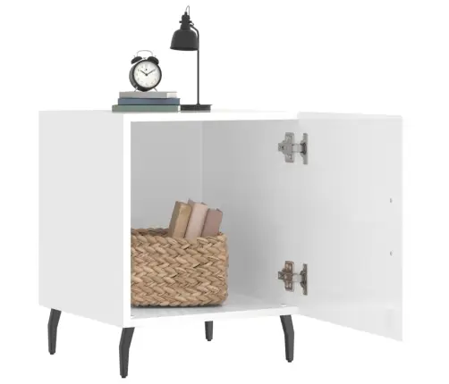 Öökapid 2 Tk, Kõrgläikega Valge, 40 X 40 X 50 cm Tehispuit