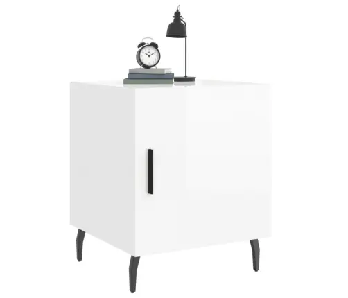 Öökapid 2 Tk, Kõrgläikega Valge, 40 X 40 X 50 cm Tehispuit