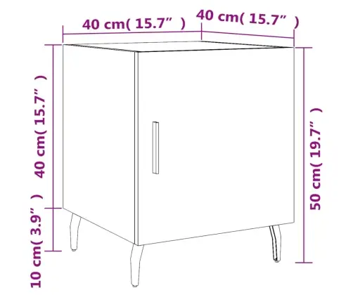 Naktinė Spintelė, Betono Pilka, 40X40X50cm Apdirbta Mediena