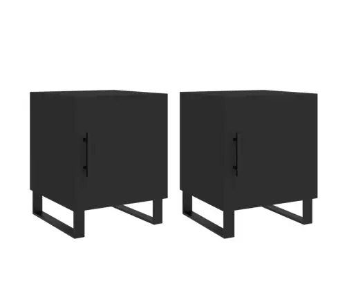 Naktinės Spintelės, 2Vnt., Juodos, 40X40X50cm Apdirbta Mediena