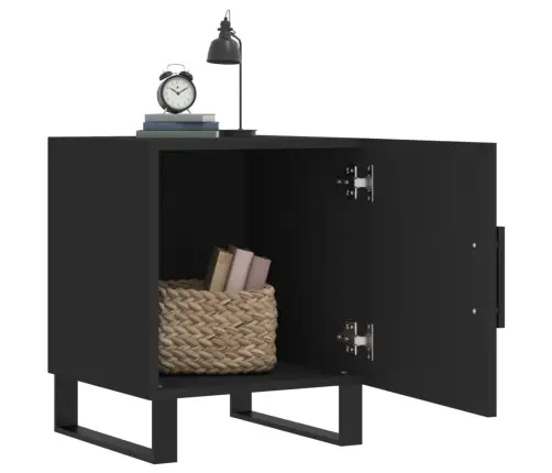 Naktinės Spintelės, 2Vnt., Juodos, 40X40X50cm Apdirbta Mediena