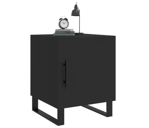 Naktinės Spintelės, 2Vnt., Juodos, 40X40X50cm Apdirbta Mediena
