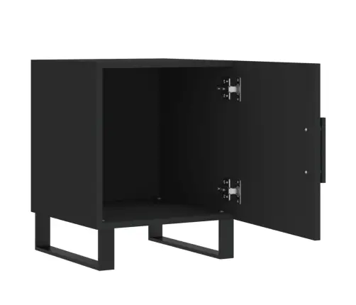 Naktinės Spintelės, 2Vnt., Juodos, 40X40X50cm Apdirbta Mediena