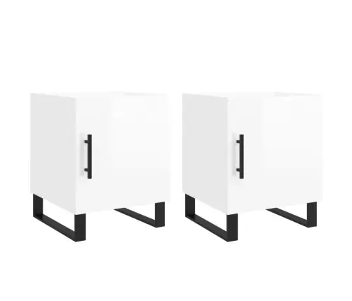 Naktinės Spintelės, 2Vnt., Baltos, 40X40X50cm Apdirbta Mediena