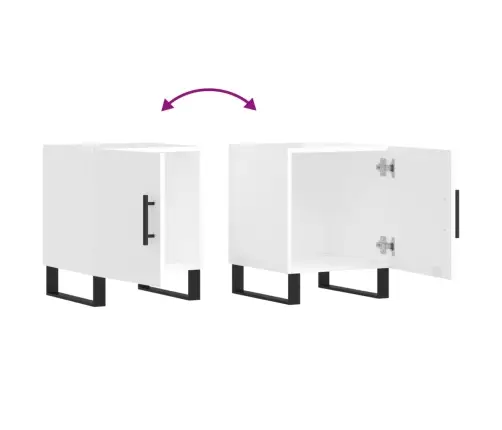 Naktinės Spintelės, 2Vnt., Baltos, 40X40X50cm Apdirbta Mediena