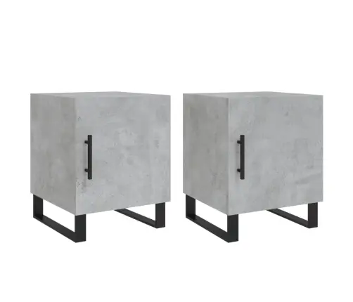 Naktinės Spintelės, 2Vnt., Betono Pilkos, 40X40X50cm Mediena