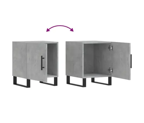 Naktinės Spintelės, 2Vnt., Betono Pilkos, 40X40X50cm Mediena