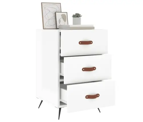 Naktinė Spintelė, Balta, 40X40X66cm Apdirbta Mediena, Blizgi