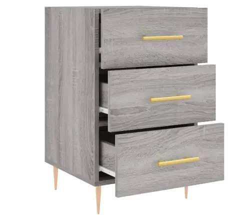 Naktsskapītis, Pelēka Ozolkoka, 40X40X66 Cm, Inženierijas Koks Vidaxl