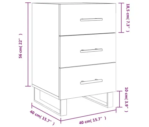 Naktsskapītis, Ozolkoka Krāsa, 40X40X66 Cm, Inženierijas Koks Vidaxl