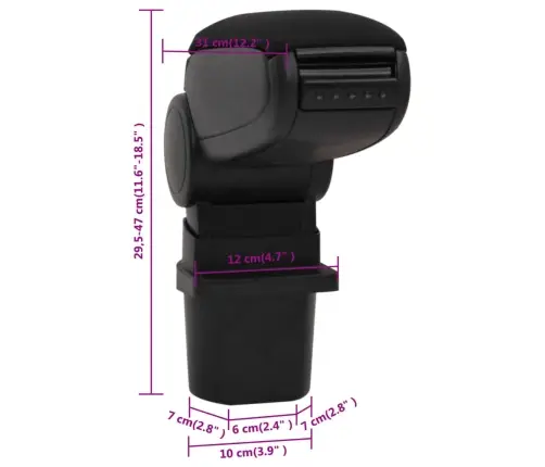 Automašīnas Roku Balsts, Melns, 12X31X(29,5-47) Cm, Abs Vidaxl