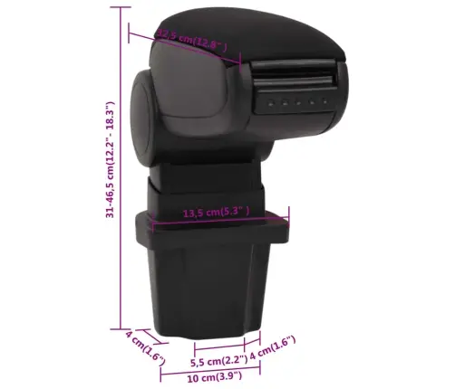 Automašīnas Roku Balsts, Melns, 13,5X32,5X(31-46,5) Cm, Abs Vidaxl