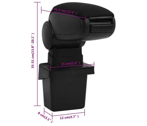 Auto Käetugi, Must, 15X31,5X(35-51) cm Abs