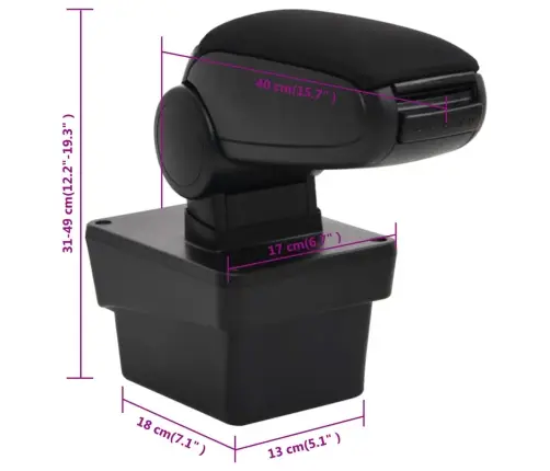 Automašīnas Roku Balsts, Melns, 17X40X(31-49) Cm, Abs Vidaxl