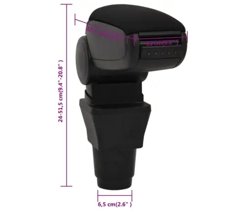 Automašīnas Roku Balsts, Melns, 13X32,5X(24-51,5) Cm, Abs Vidaxl