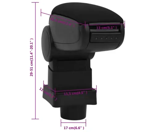 Automašīnas Roku Balsts, Melns, 13X31,5X(29-51) Cm, Abs Vidaxl