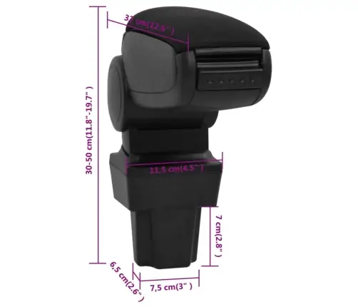Automašīnas Roku Balsts, Melns, 11,5X32X(30-50) Cm, Abs Vidaxl
