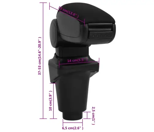 Automašīnas Roku Balsts, Melns, 14X35X(37-53) Cm, Abs Vidaxl