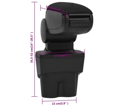 Automašīnas Roku Balsts, Melns, 17X32X(35,5-52) Cm, Abs Vidaxl