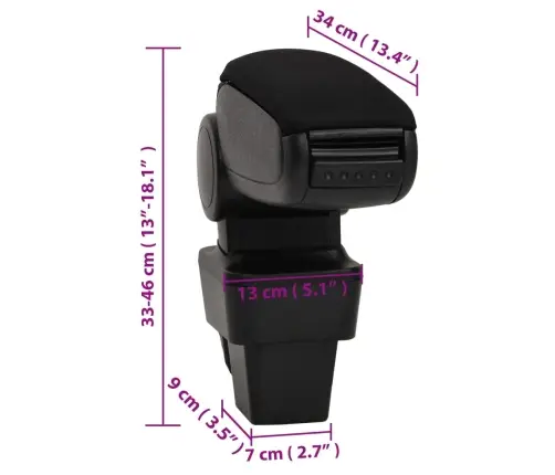 Automašīnas Roku Balsts, Melns, 13X34X(33-46) Cm, Abs Vidaxl