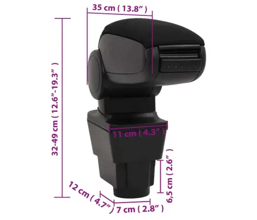 Auto Käetugi, Must, 11 X 35 X (32-49) cm Abs