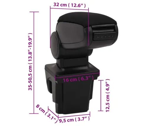 Auto Käetugi, Must, 16 X 32 X (35-50,5) cm Abs