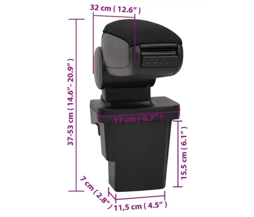 Automašīnas Roku Balsts, Melns, 17X32X(37-53) Cm, Abs Vidaxl