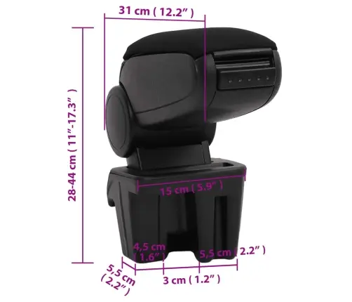 Auto Käetugi, Must, 15 X 31 X (28-44) cm Abs