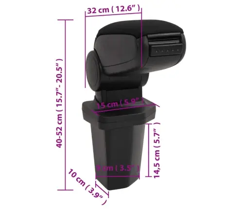 Automašīnas Roku Balsts, Melns, 15X32X(40-52) Cm, Abs Vidaxl