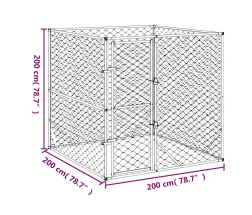 Suņu Voljērs, Sudraba Krāsā, 2X2X2 M, Cinkots Tērauds Vidaxl