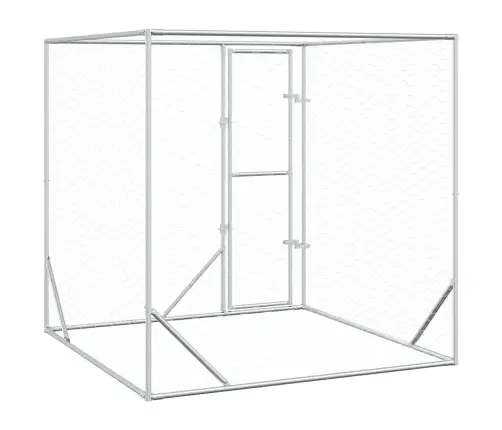 Suņu Voljērs, Sudraba Krāsā, 2X2X2 M, Cinkots Tērauds Vidaxl