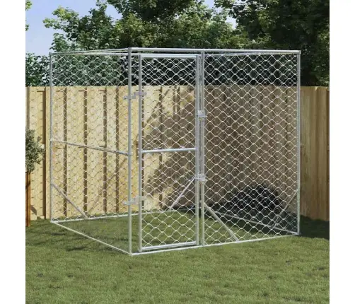 Suņu Voljērs, Sudraba Krāsā, 2X2X2 M, Cinkots Tērauds Vidaxl