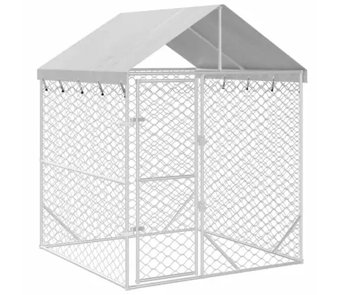 Lauko Voljeras Šunims Su Stogu, Sidabrinis, 2X2X2,5M, Plienas