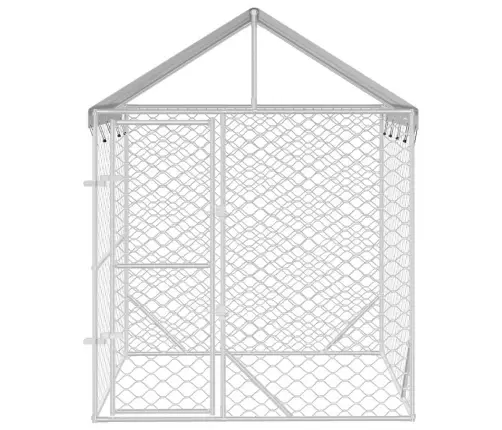 Lauko Voljeras Šunims Su Stogu, Sidabrinis, 2X2X2,5M, Plienas