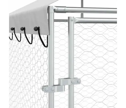 Lauko Voljeras Šunims Su Stogu, Sidabrinis, 2X2X2,5M, Plienas