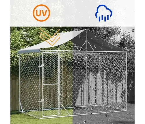 Lauko Voljeras Šunims Su Stogu, Sidabrinis, 3X1,5X2,5M, Plienas