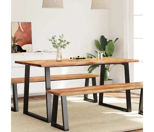 Valgomojo Stalas Su Gyvu Kraštu, 160X80X75cm Akacijos Masyvas