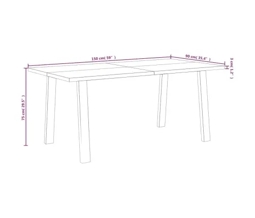 Ēdamgalds, 150X90X75 Cm, Akācijas Masīvkoks Vidaxl