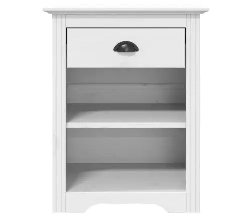 Naktsskapītis Bodo, Balts, 53X38,5X67 Cm, Priedes Masīvkoks Vidaxl