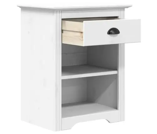 Naktsskapītis Bodo, Balts, 53X38,5X67 Cm, Priedes Masīvkoks Vidaxl