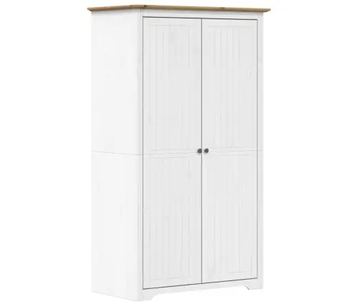 Skapis Bodo, Balts, Brūns, 99X53,5X173 Cm, Priedes Masīvkoks Vidaxl