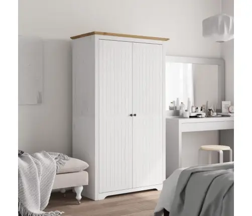 Skapis Bodo, Balts, Brūns, 99X53,5X173 Cm, Priedes Masīvkoks Vidaxl