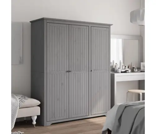Skapis Bodo, Pelēks, 146X53,5X173 Cm, Priedes Masīvkoks Vidaxl